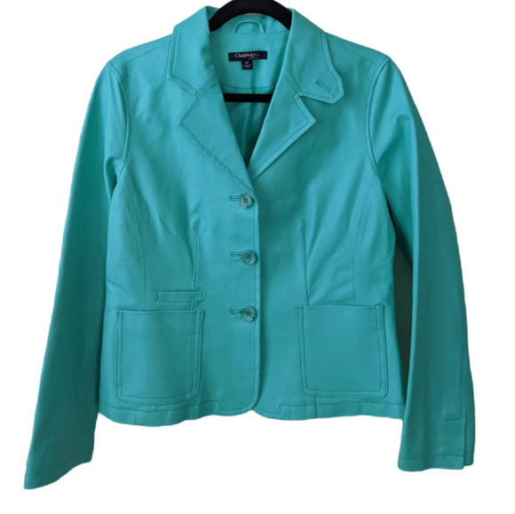 Chadwicks Jackets & Blazers - Chadwick's of Boston Vintage Turquoise 100% Leather Long Sleeve Jacket 6P